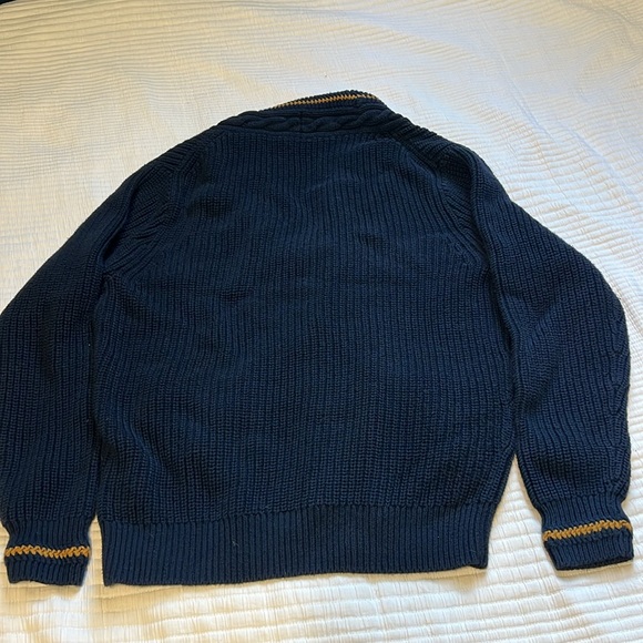 J Crew Navy Cable-Knit Varsity Cardigan - Picture 3 of 3